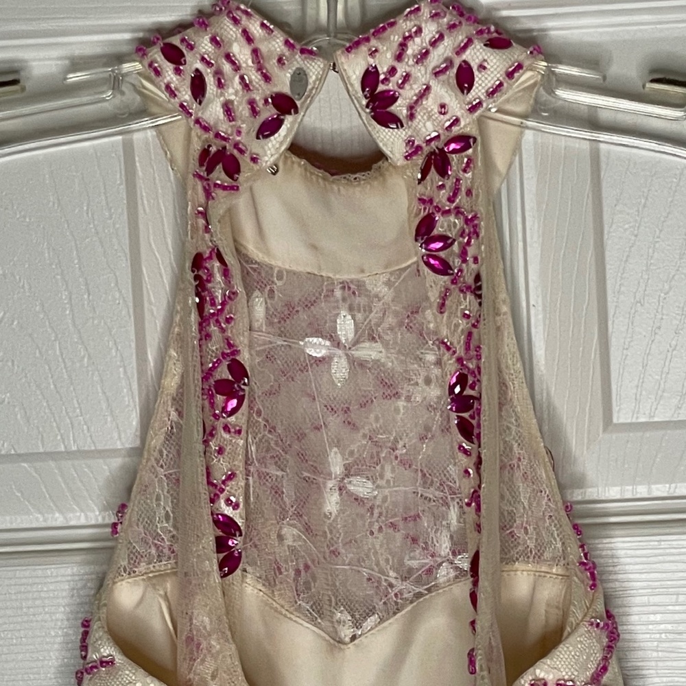 EUC! Fuchsia Jewel / Beaded Tulle 2-Piece Party Dress Short Homecoming Prom - Picture 2 of 5